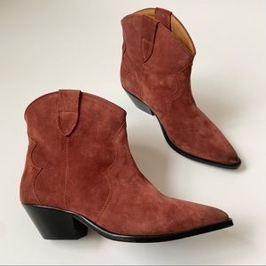 Isabel Marant Dewina Western Ankle Boots Size 41 Red